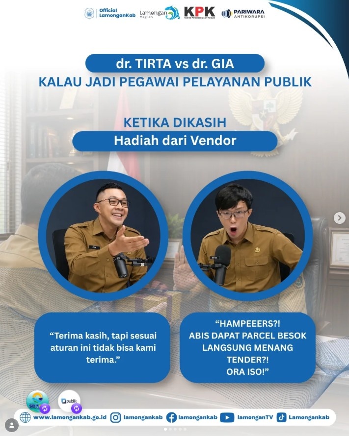 Foto: Mari wujudkan pelayanan publik yang jujur, adil, transparan, dan bebas korupsi demi Lamongan yang lebih baik