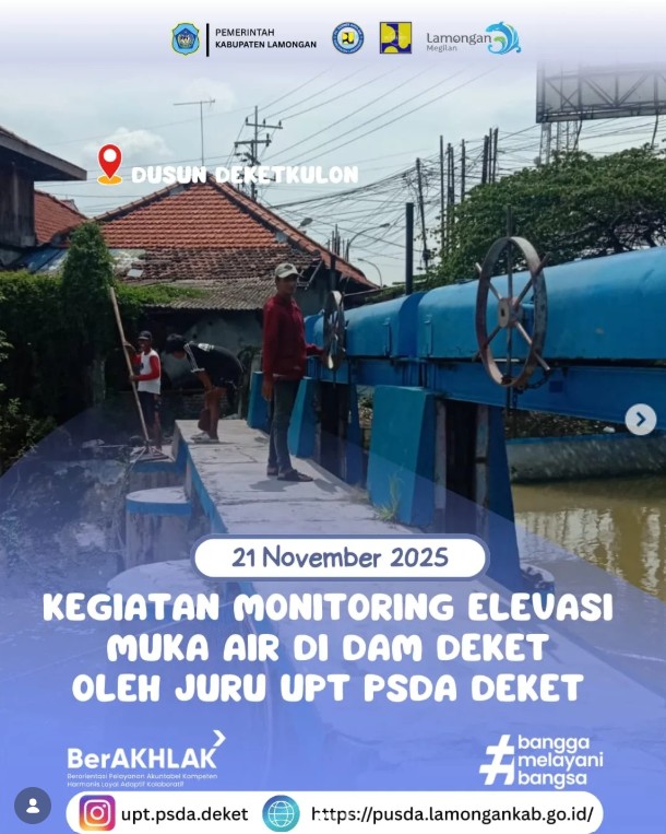 Foto: Kegiatan Monitoring Elevasi Muka Air di Dam Deket oleh Juru UPT PSDA Deket