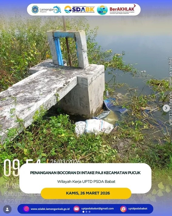 Foto: Penanganan Kebocoran Intake Paji, Kecamatan Pucuk