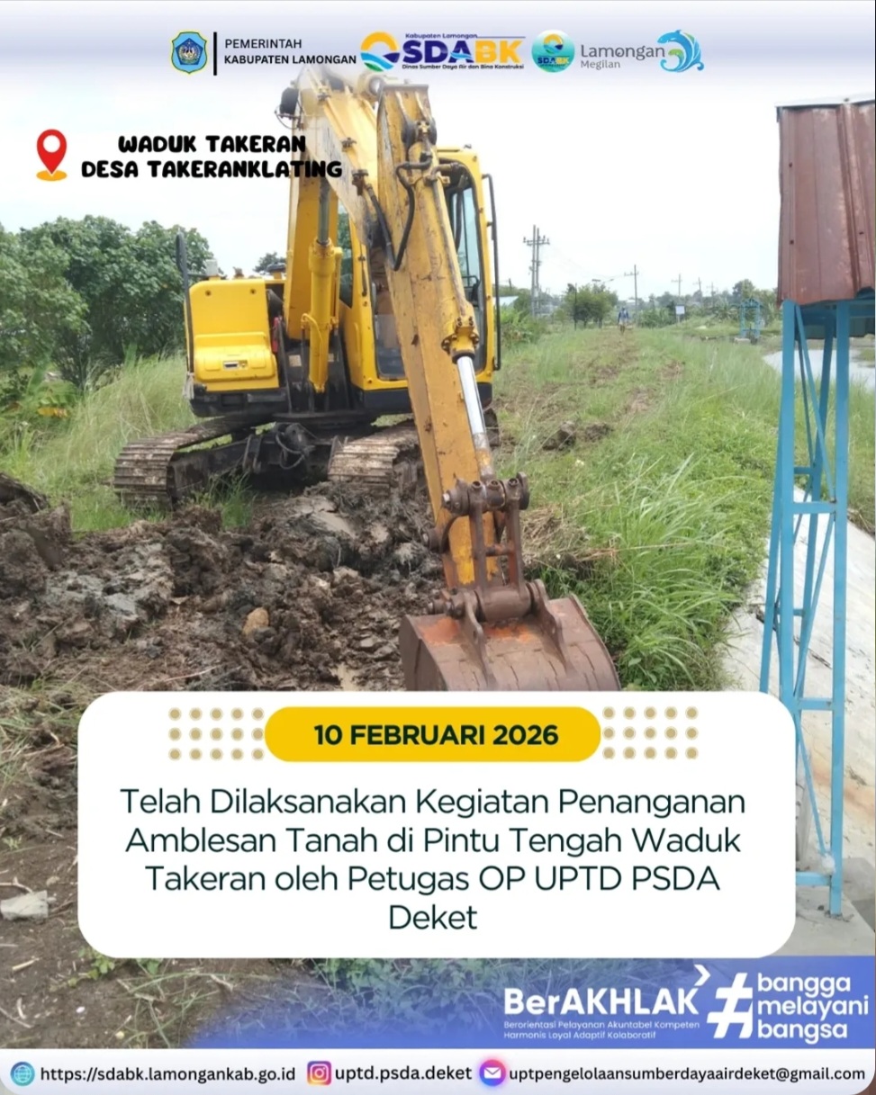 Foto: Kegiatan Penanganan Amblesan Tanah di Pintu Tengah Waduk Takeran