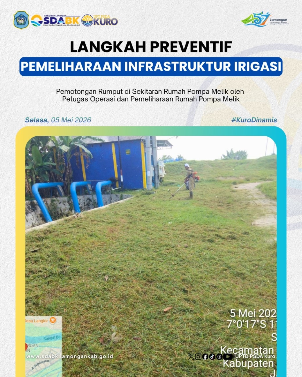 Foto: PEMELIHARAAN RUTIN AREA RUMAH POMPA MELIK UNTUK MENJAGA KEANDALAN INFRASTRUKTUR