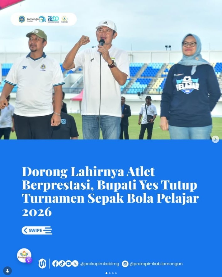 Foto: Dorong Lahirnya Atlet Berprestasi, Bupati Yes Tutup Turnamen Sepak Bola Pelajar 2026