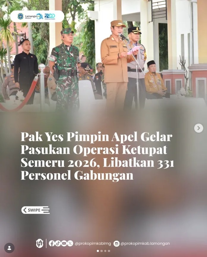 Foto: Pak Yes Pimpin Apel Gelar Pasukan Operasi Ketupat Semeru 2026, Libatkan 331 Personel Gabungan