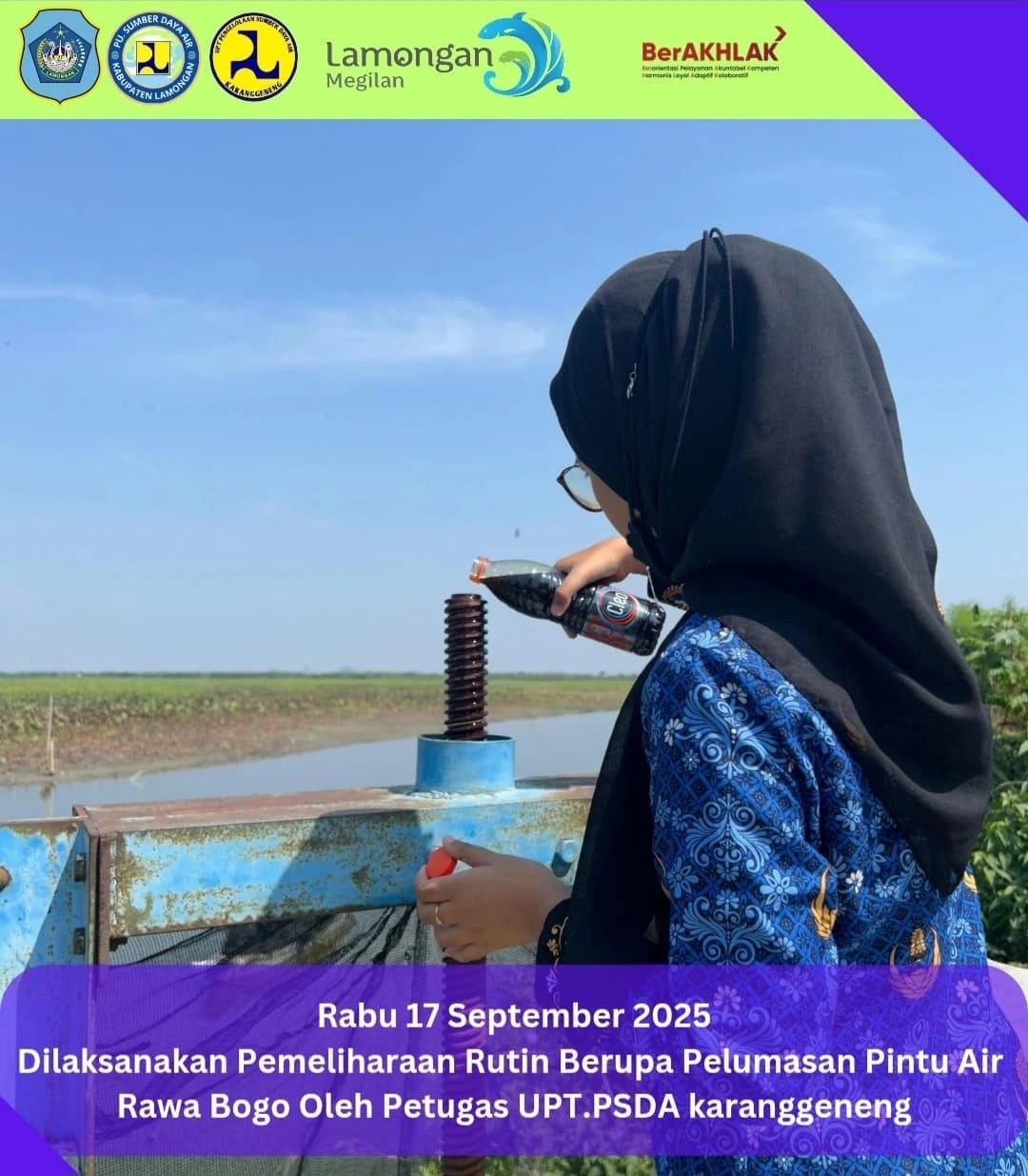 Foto: Pelumasan Pintu Air Rawa Bogo
