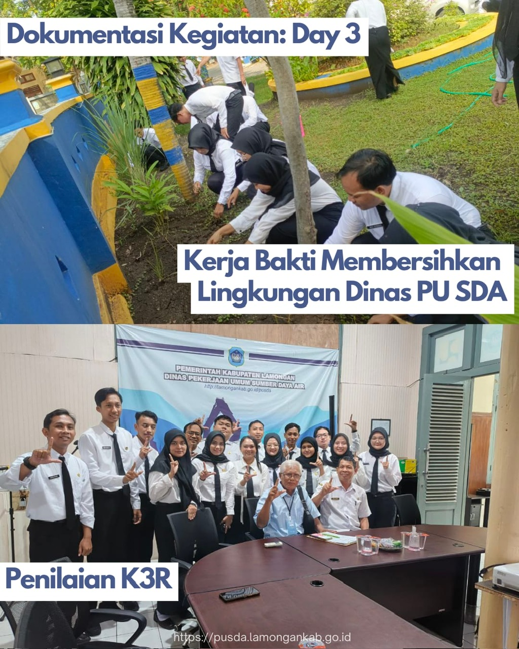 peserta orientasi di Dinas Pekerjaan Umum Sumber Daya Air turut berpartisipasi dalam penilaian K3R serta mengikuti kegiatan kerja bakti
