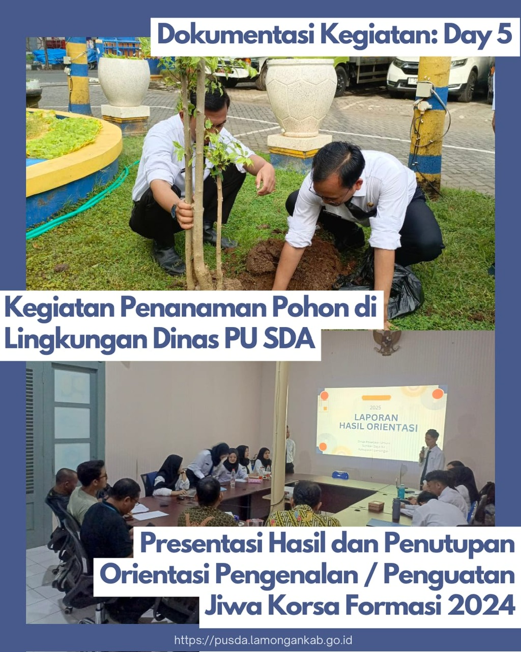 Peserta orientasi di Dinas Pekerjaan Umum Sumber Daya Air melaksanakan kegiatan penanaman pohon di lingkungan sekitar Dinas PU SDA.
