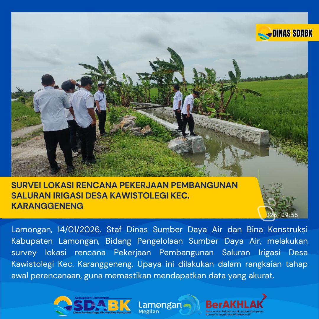 Foto: SURVEI PERENCANAAN PEKERJAAN PEMBANGUNAN SALURAN IRIGASI DESA KAWISTOLEGI KEC. KARANGGENENG