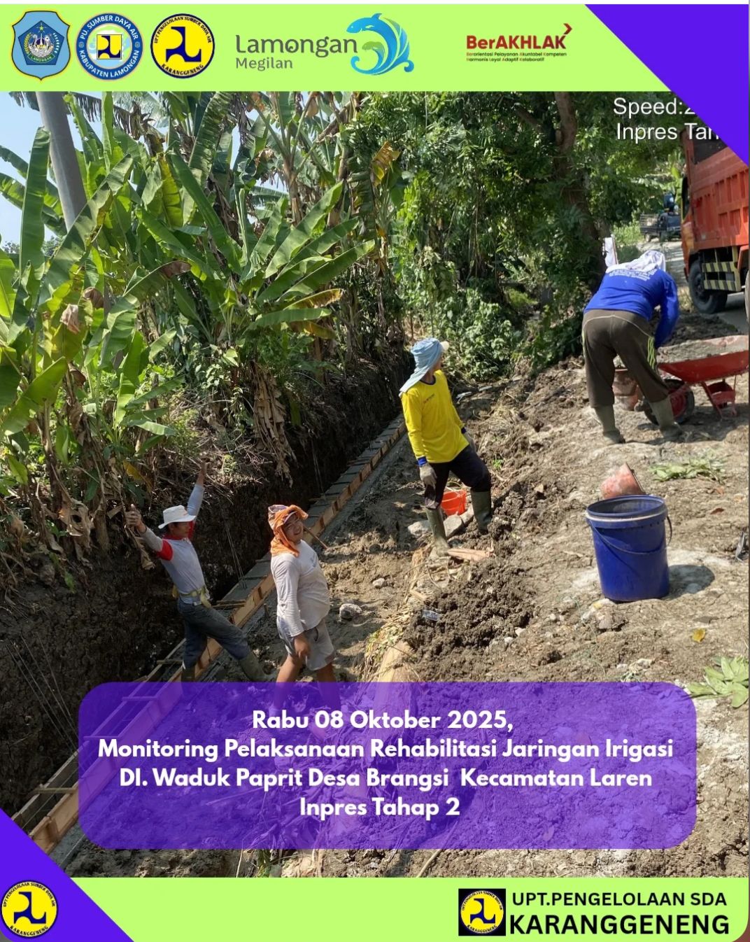 Foto: Monitoring Pelaksanaan Inpres Tahap 2 Jaringan Irigasi Waduk Paprit