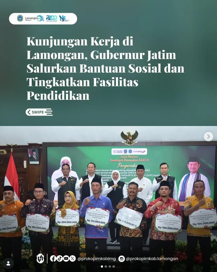 Foto: Kunjungan Kerja di Lamongan, Gubernur Jatim Salurkan Bantuan Sosial dan Tingkatkan Fasilitas Pendidikan