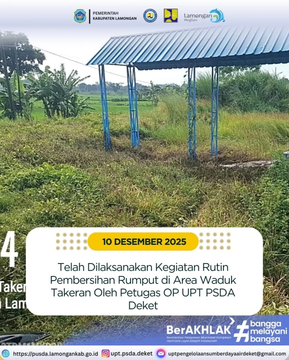 Foto: Pembersihan Rumput di Area Waduk Takeran