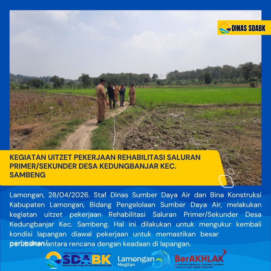 Foto: KEGIATAN UITZET PEKERJAAN REHABILITASI SALURAN PRIMER/SEKUNDER DESA KEDUNGBANJAR KEC. SAMBENG