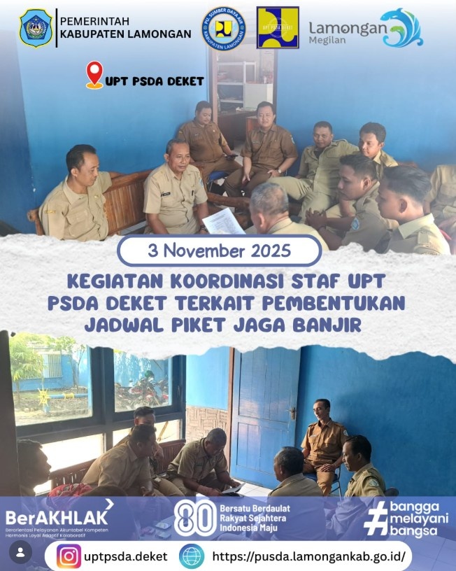 Foto: Kegiatan Koordinasi Staf UPT PSDA Deket Terkait Pembentukan Jadwal Piket Jaga Banjir