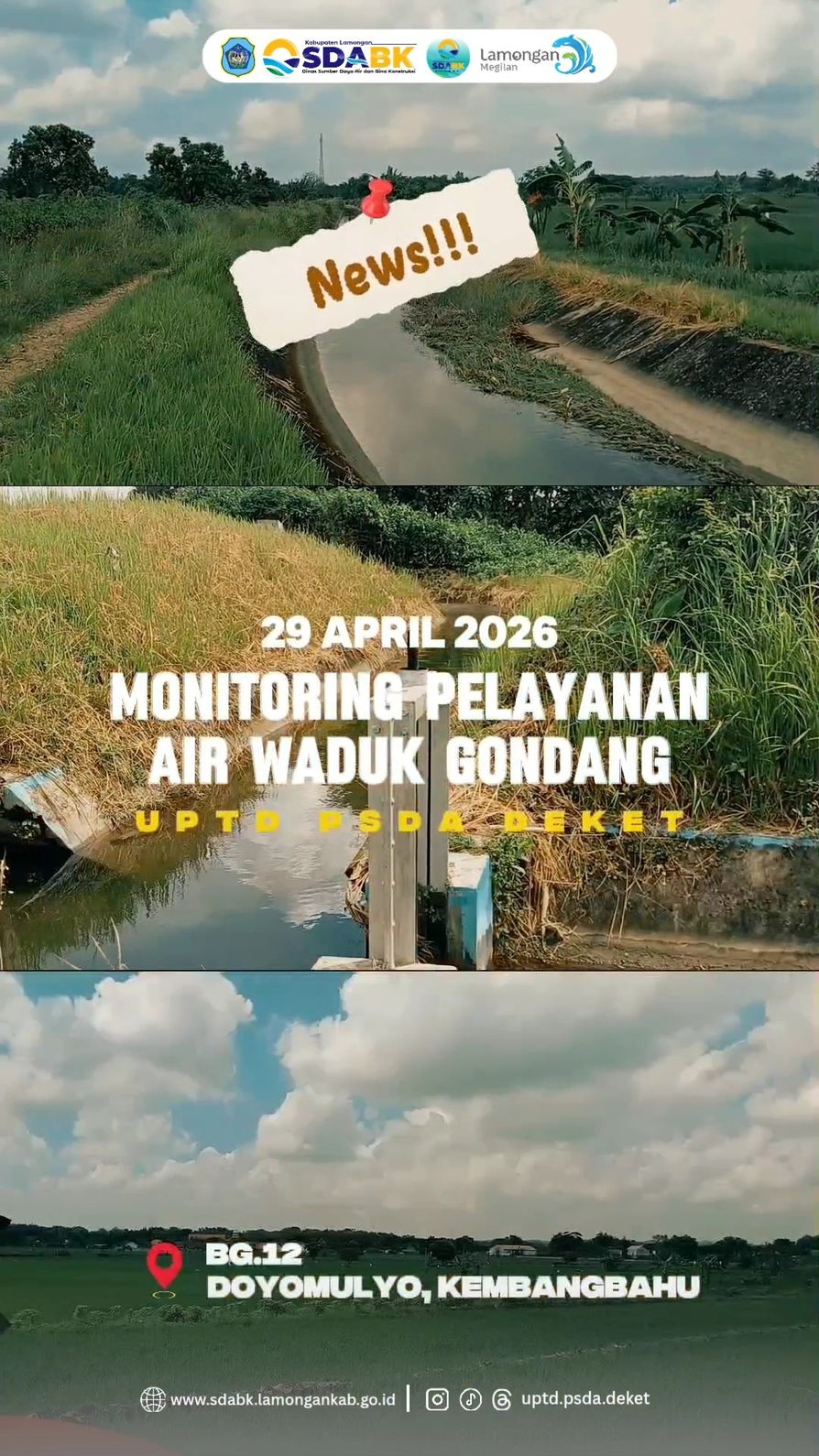 Foto: Monitoring Kegiatan Pelayanan Air pada D.I Waduk Gondang untuk Musim Tanam II tahun 2026