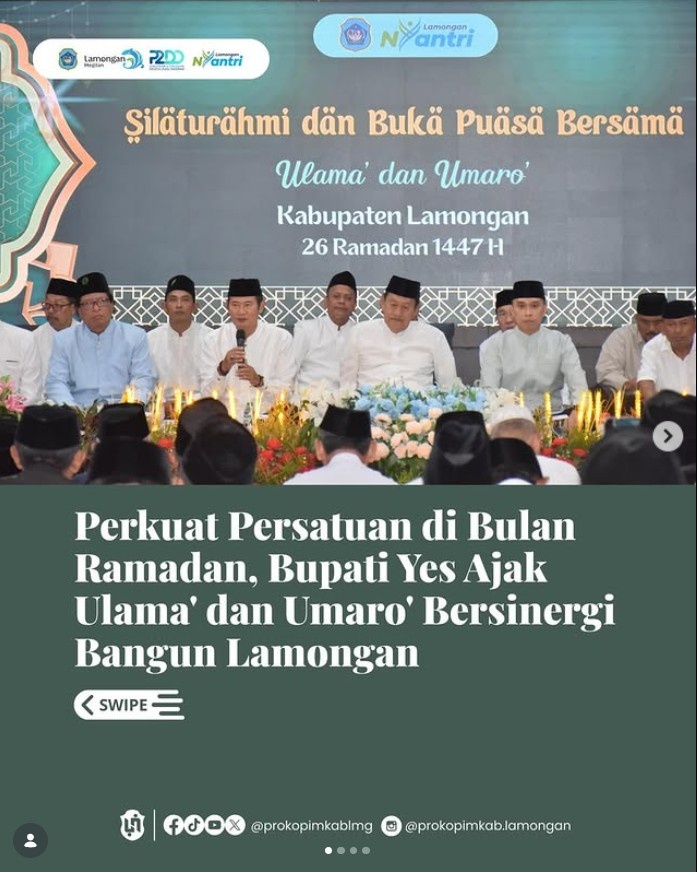 Foto: Perkuat Persatuan di Bulan Ramadan, Bupati Yes Ajak Ulama’ dan Umaro’ Bersinergi Bangun Lamongan