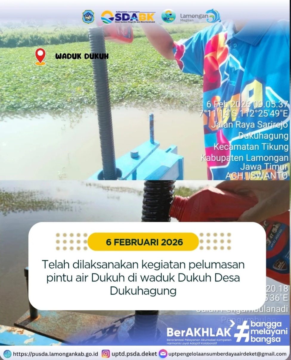 Foto: Kegiatan Pelumasan Pintu Air Dukuh di Waduk Dukuh Desa Dukuhagung