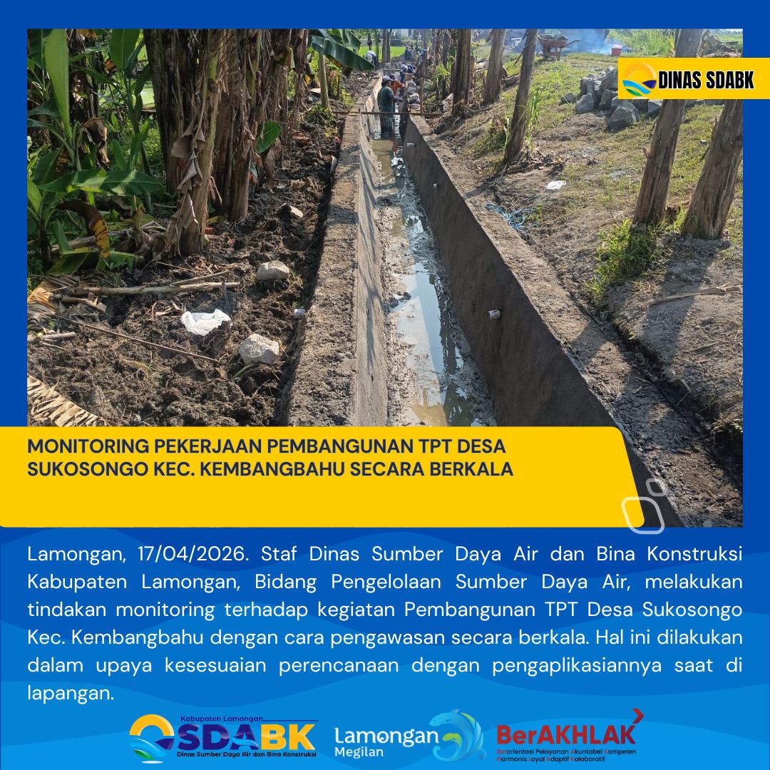 Foto: MONITORING PEKERJAAN PEMBANGUNAN TPT DESA SUKOSONGO KEC. KEMBANGBAHU SECARA BERKALA