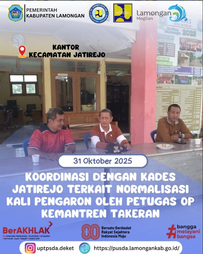 Foto: Koordinasi dengan Kades Jatirejo Terkait Normalisasi Kali Pengaron oleh Petugas OP Kecamatan takeran