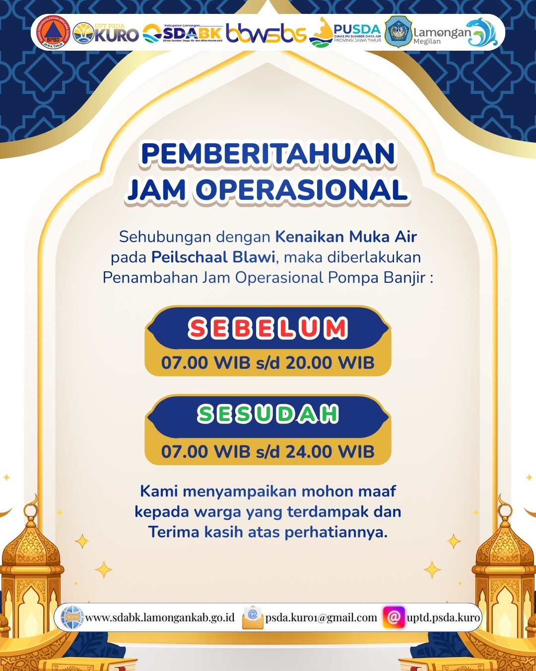 Foto: Penambahan Jam Operasional Pompa Banjir Kuro untuk Optimalisasi Pengendalian Genangan