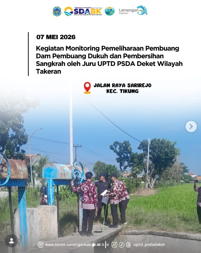 Foto: Kegiatan Pengukuran pada Dam Pembuang Dukuh oleh Dinas Sumber Daya Air dan Bina Konstruksi serta Juru UPTD PSDA Deket Wilayah Takeran