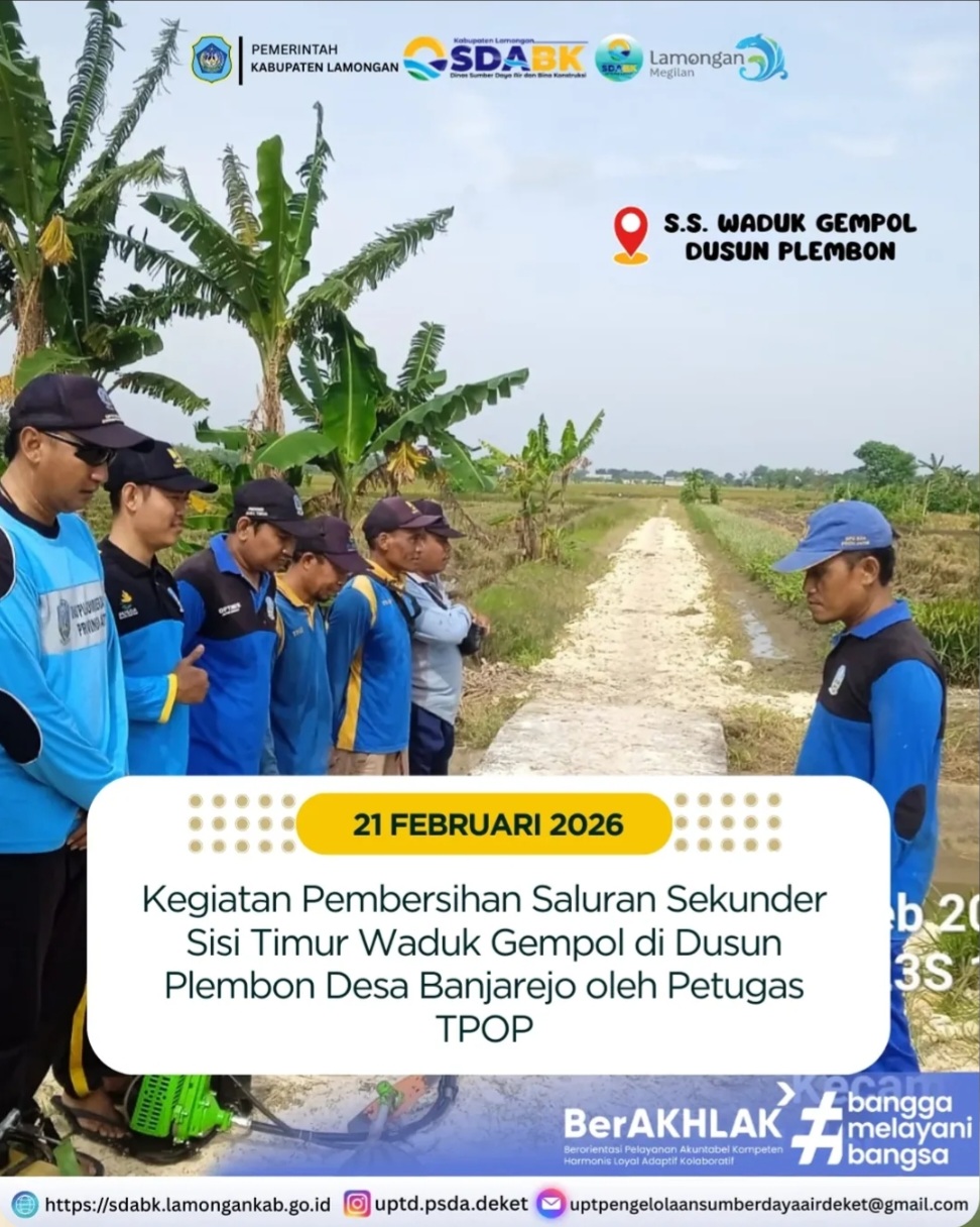 Foto: Kegiatan Pembersihan Saluran Sekunder Waduk Gempol