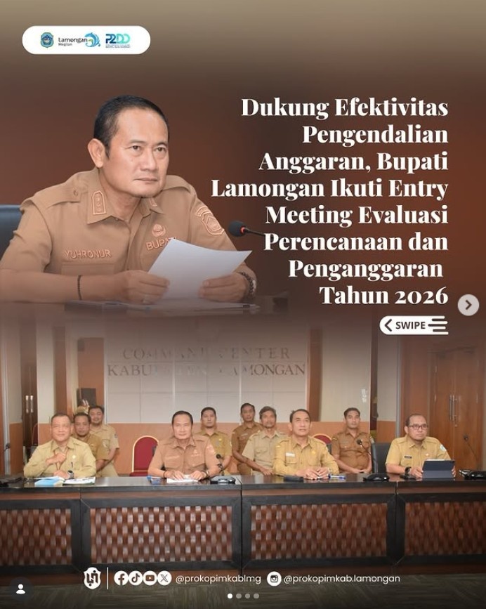 Foto: Dukung Efektivitas Pengendalian Anggaran, Bupati Lamongan Ikuti Entry Meeting Evaluasi Perencanaan dan Penganggaran Tahun 2026