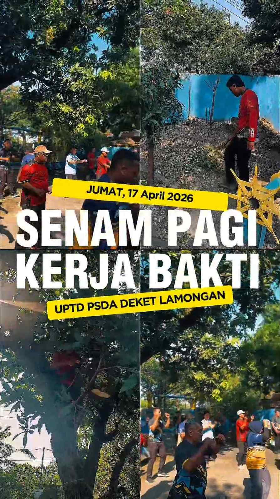 Kegiatan senam jum'at pagi dan kerja bakti di lingkungan UPTD PSDA Deket