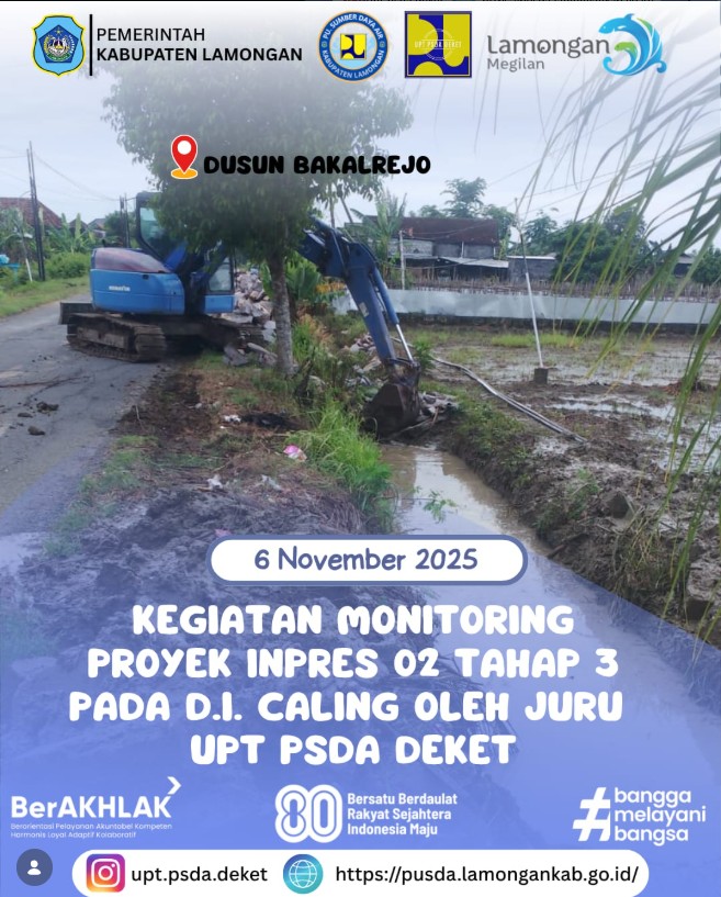 Foto: Kegiatan Monitoring Proyek Inpres 02 Tahap 3 pada D.I Caling oleh Juru UPT PSDA Deket