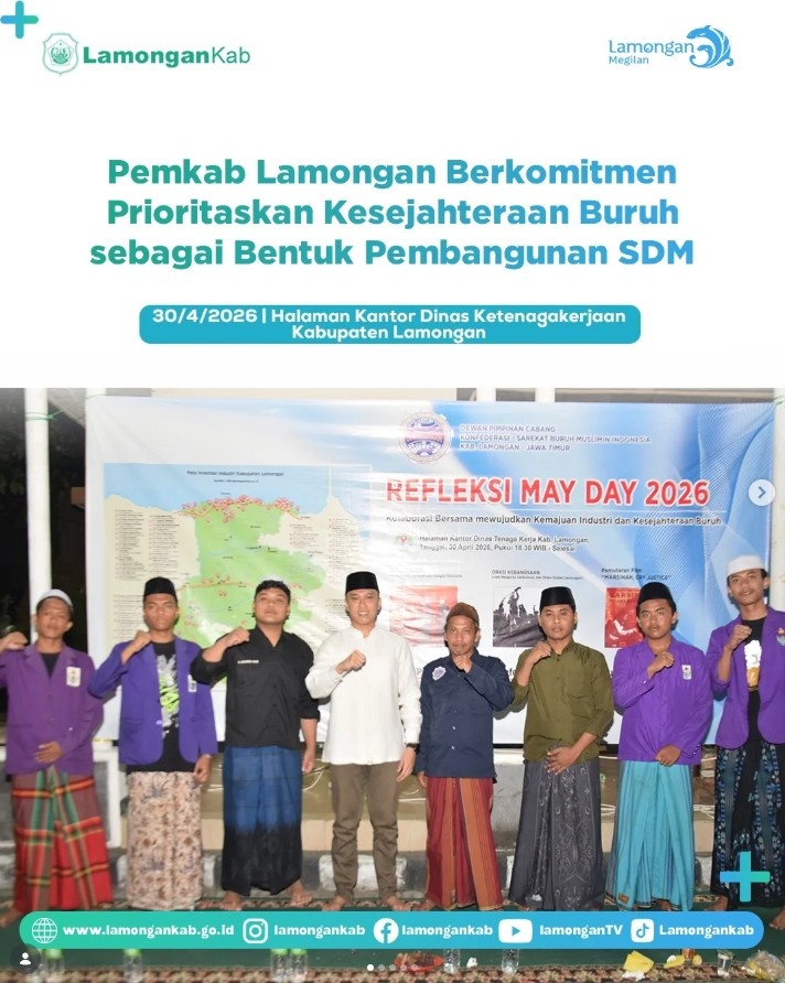 Foto: Pemerintah Kabupaten Lamongan menegaskan komitmennya dalam memprioritaskan kesejahteraan buruh