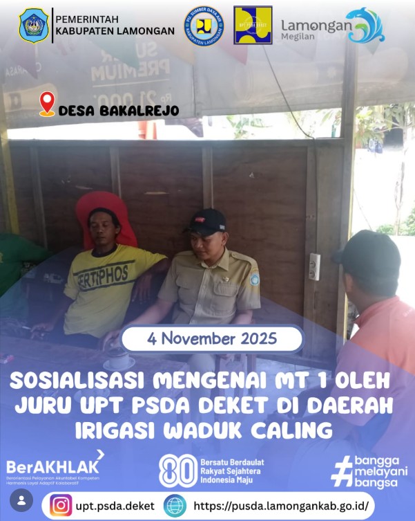 Foto: Sosialisasi Mengenai MT I oleh Juru UPT PSDA Deket di Daerah Irigasi Waduk Caling
