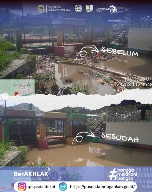 Foto: Kegiatan Rutin Penanganan Sampah Disaluran Kejuron Sukodadi II oleh Petugas TPOP Kali Afour German