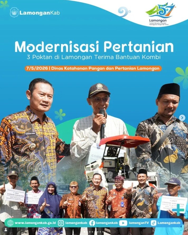 Foto: Kabupaten Lamongan terus berbenah dan berupaya untuk meningkatkan hasil produksi pertaniannya, salah satunya dengan melakukan modernisasi pertanian.