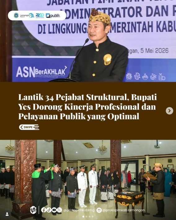 Foto: Lantik 34 Pejabat Struktural, Bupati Yes Dorong Kinerja Profesional dan Pelayanan Publik yang Optimal