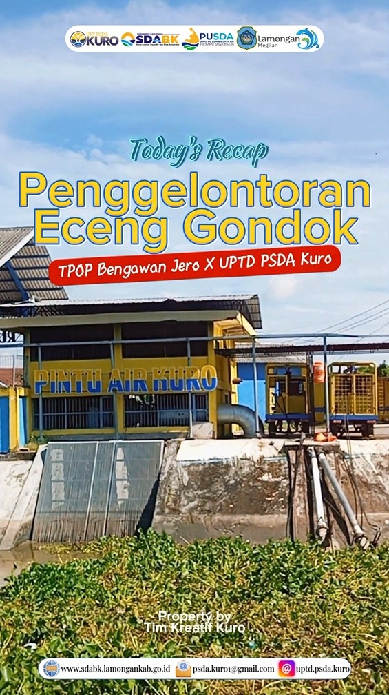 Foto: Penggelontoran Eceng Gondok di Pintu Air Kuro