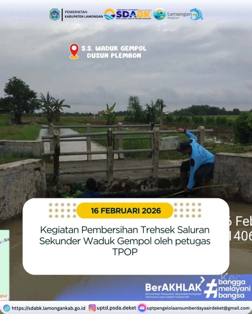 Foto: Kegiatan Pembersihan Trehsek Saluran Sekunder Waduk Gempol
