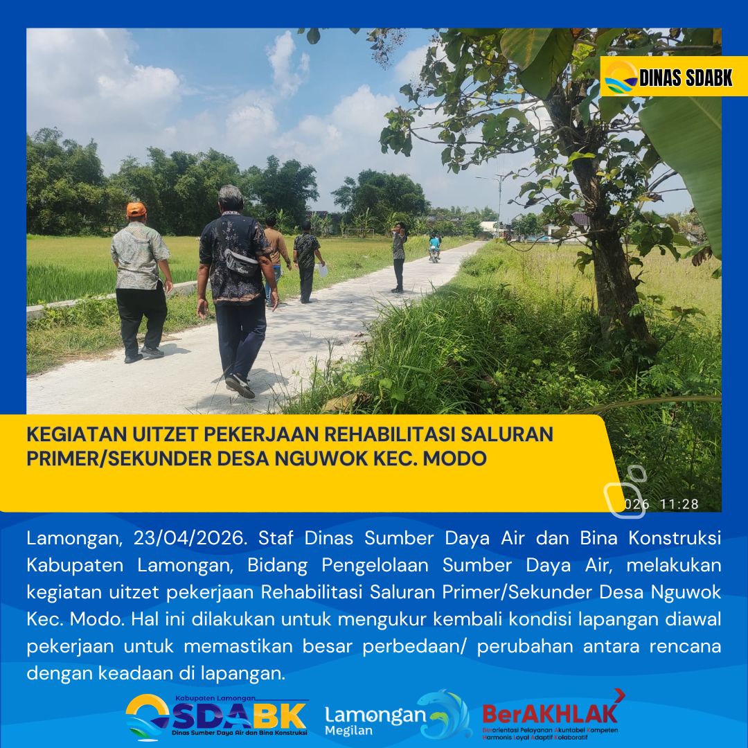 Foto: KEGIATAN UITZET PEKERJAAN REHABILITASI SALURAN PRIMER/SEKUNDER DESA NGUWOK KEC. MODO