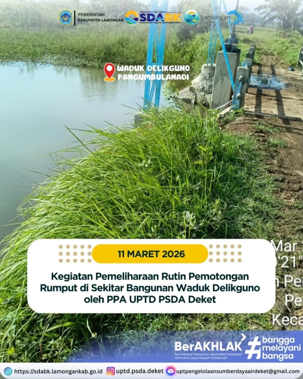 Foto: Kegiatan Pemeliharaan Rutin Pemotongan Rumput di Sekitar Waduk Delikguno