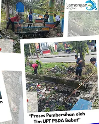 Foto: UPT PSDA Babat Lakukan Pembersihan Kali Konang, Ajak Warga Jaga Lingkungan