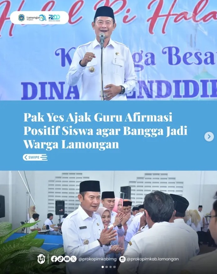 Foto: Pak Yes Ajak Guru Afirmasi Positif Siswa agar Bangga Jadi Warga Lamongan