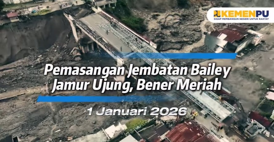 Foto: PEMASANGAN JEMBATAN BAILEY JAMUR UJUNG, KAB. BENER MERIAH 1 Januari 2026