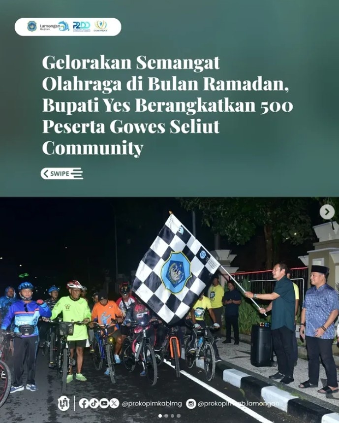 Foto: Gelorakan Semangat Olahraga di Bulan Ramadan, Bupati Yes Berangkatkan 500 Peserta Gowes Seliut Community