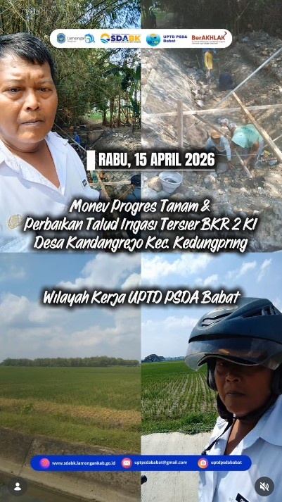 Foto: Monev Progres Tanam dan Perbaikan Talud Irigasi Tersier BKR 2 KI di D.I Waduk Prijetan, Desa Kandangrejo Kedungpring