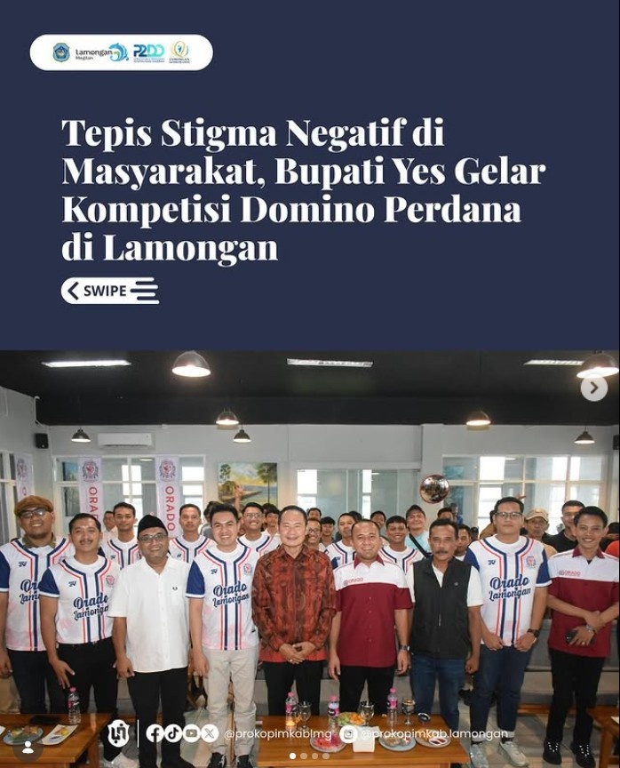 Foto: Tepis Stigma Negatif di Masyarakat, Bupati Yes Gelar Kompetisi Domino Perdana di Lamongan