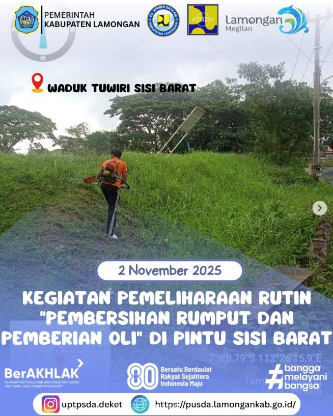Foto: Kegiatan Pemeliharaan Rutin Pembersihan Rumput dan Pemberian Oli di Pintu Sisi barat