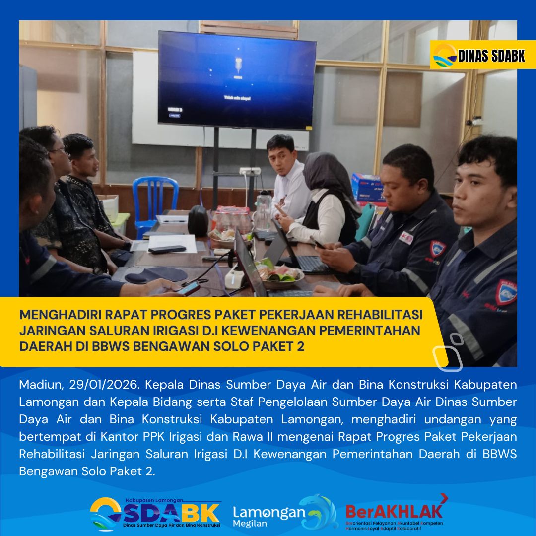 Foto: RAPAT PROGRES PAKET PEKERJAAN REHABILITASI JARINGAN SALURAN IRIGASI D.I KEWENANGAN PEMERINTAHAN DAERAH DI BBWS BENGAWAN SOLO PAKET 2