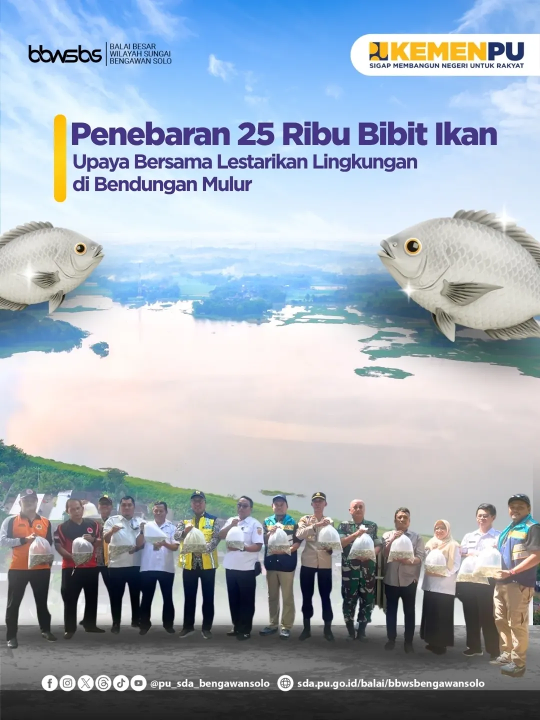 Foto: Penebaran 25 Ribu Ekor Bibit Ikan Sebagai Upaya Pelestarian Lingkungan Di Bendungan Mulur