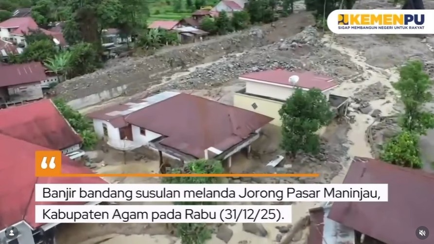 Foto: anjir bandang susulan melanda Jorong Pasar Maninjau, Kecamatan Tanjung Raya, Kabupaten Agam