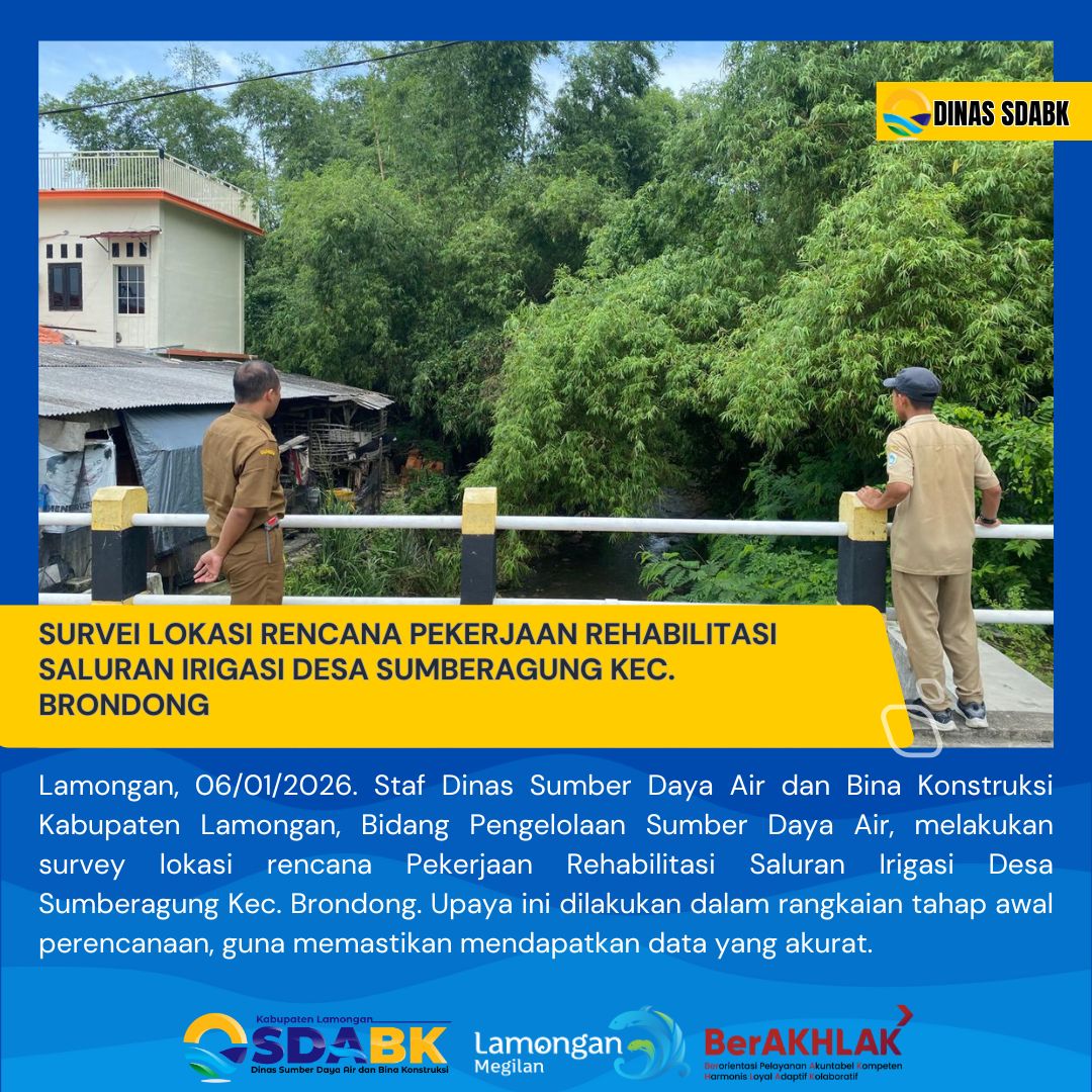 Foto: SURVEI PERENCANAAN PEKERJAAN REHABILITASI SALURAN IRIGASI DESA SUMBERAGUNG KEC. BRONDONG
