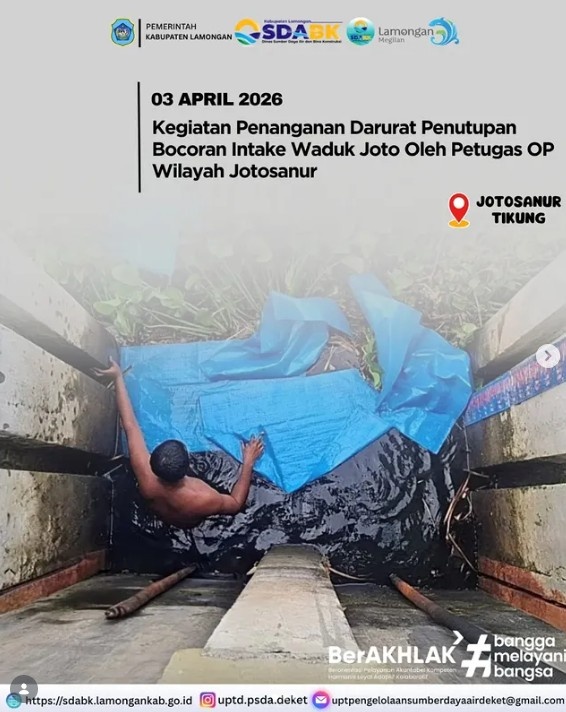 Foto: Penanganan Darurat Penutupan Bocoran Intake Waduk Joto