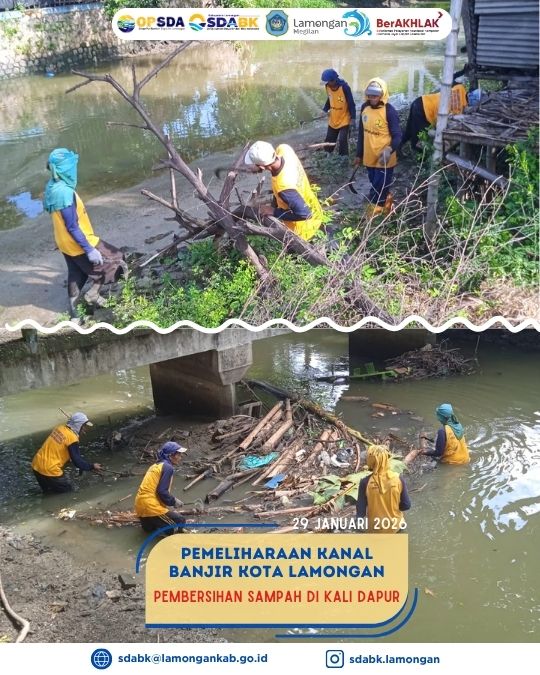 Foto: PEMBERSIHAN SALURAN KANAL BANJIR KALI DAPUR