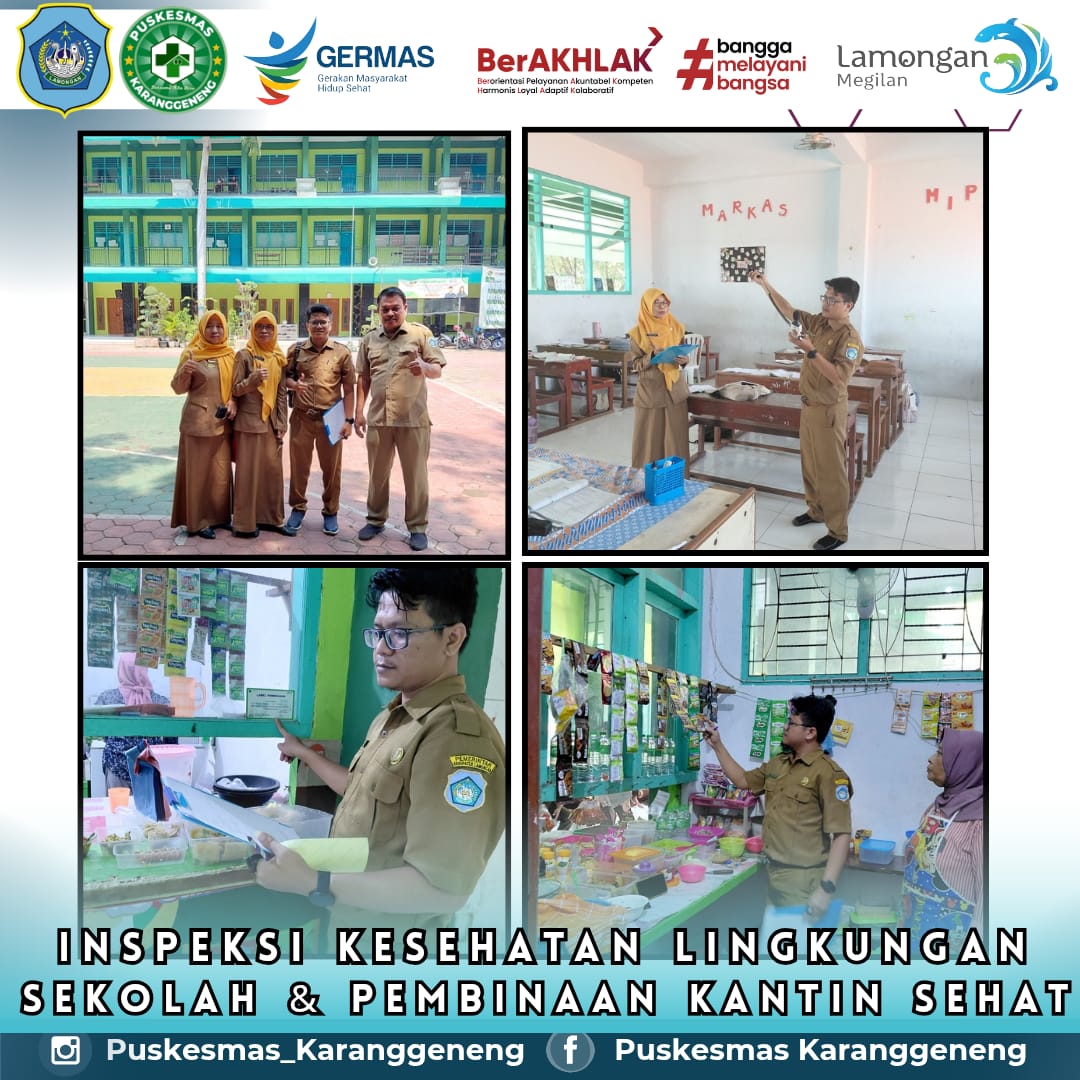 Foto: INSPEKSI KESEHATAN LINGKUNGAN SEKOLAH DAN PEMBINAAN KANTIN SEHAT OLEH TIM DARI PUSKESMAS KARANGGENENG